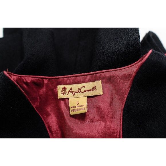 April Cornell Embroidered Tunic Dress S Black Cotton/Rayon Womens Party Office - Picture 3 of 5